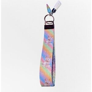 ☀️3/$9☀️ Unicorn Rainbow Faux Leather Keychain Wristlet